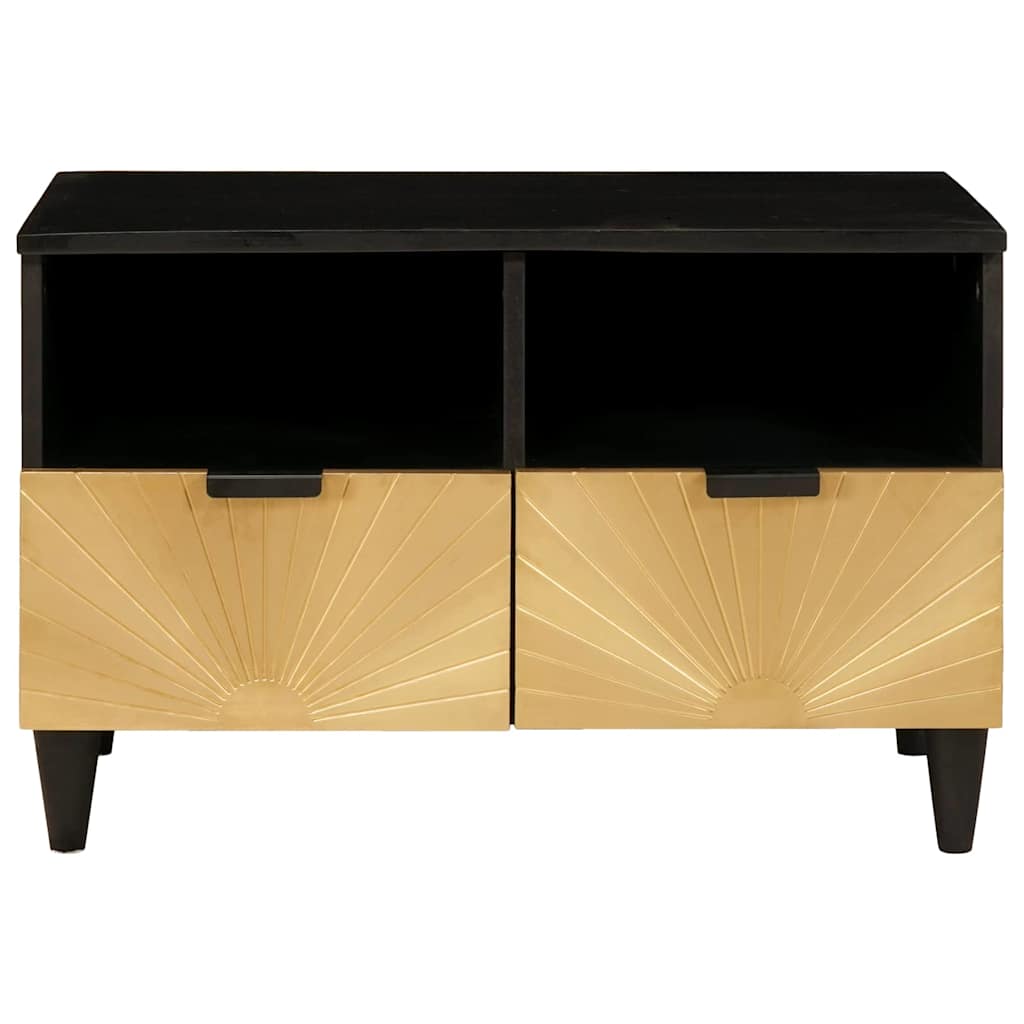 TV Cabinet Black and Gold 70 x 33 x 46 cm Solid mango wood